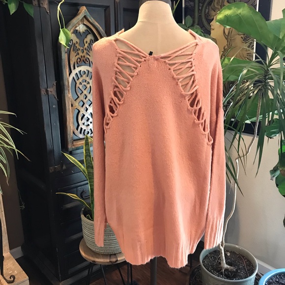 Uniq blush Back Lacing v-neck Sweater - Picture 6 of 8